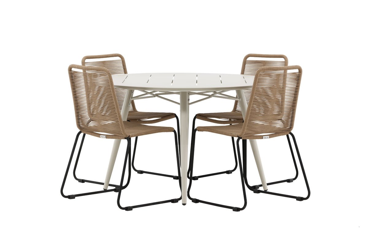 Garten Essgruppe Fina – 5-teiliges Gartenmöbel-Set mit rundem Tisch