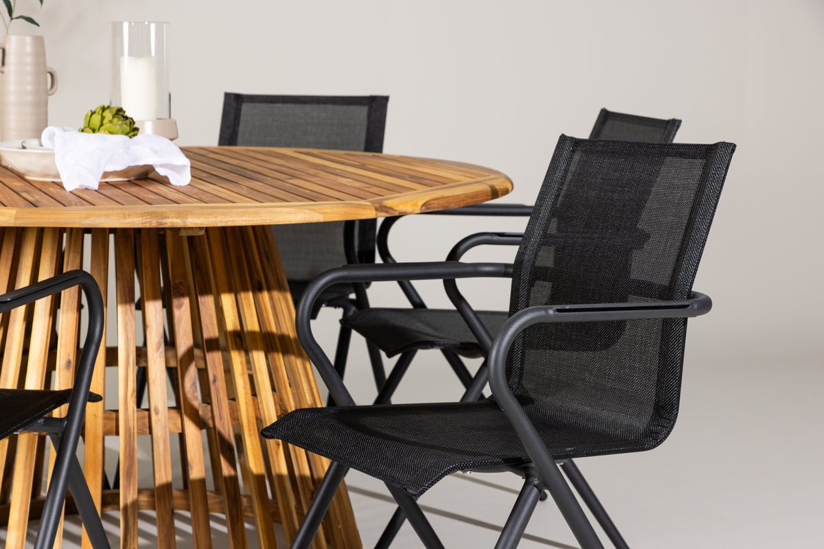 Garten Essgruppe Flora – 7-teiliges Gartenmöbel-Set mit Tisch aus Akazie in Natur-Optik