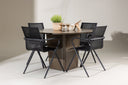 Garten Essgruppe Grace – 5-teiliges Gartenmöbel-Set mit braunem runden Tisch