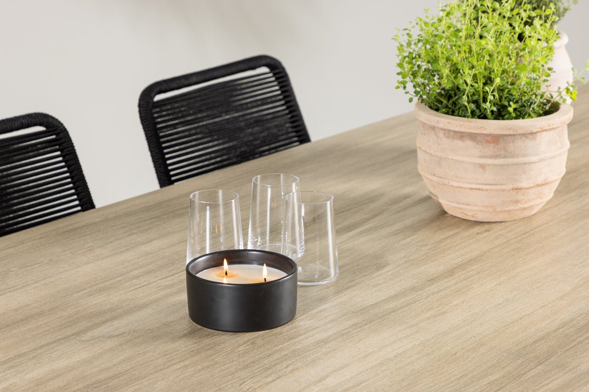 Garten Essgruppe Levrin – 7-teiliges Gartenmöbel-Set in Schwarz/Weiß