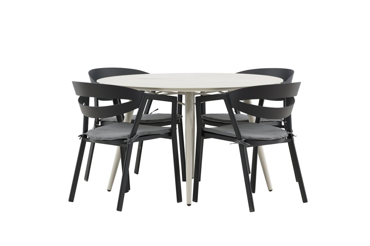 Garten Essgruppe Mivano – 5-teiliges Set mit rundem Tisch