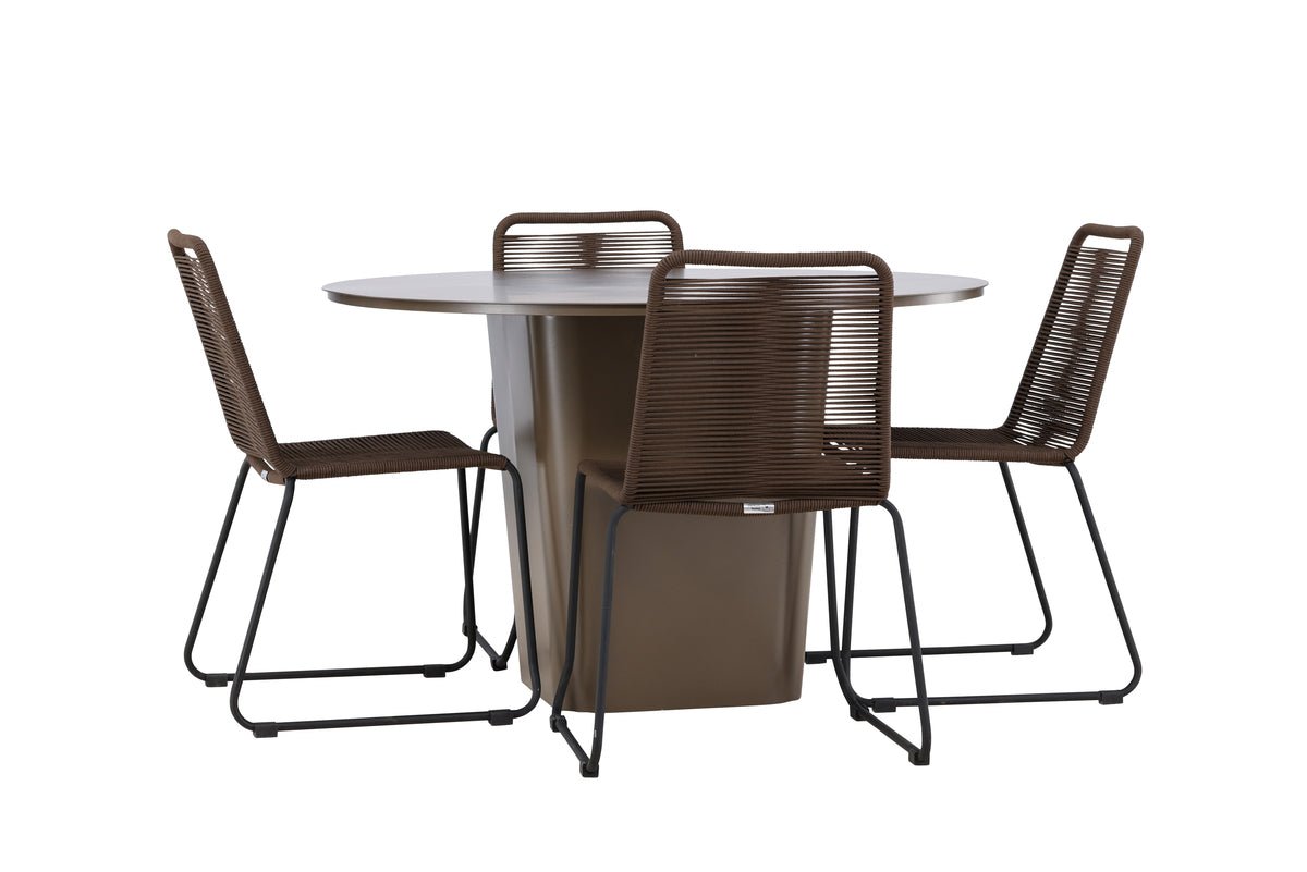 Garten Essgruppe Santa – 5-teiliges Gartenmöbel-Set mit rundem Tisch