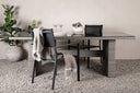 Garten Esstisch Valerio - 200x100 cm aus grauem Rattan mit Glasplatte