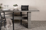 Garten Esstisch Valerio - 200x100 cm aus grauem Rattan mit Glasplatte