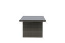 Garten Esstisch Valerio - 200x100 cm aus grauem Rattan mit Glasplatte