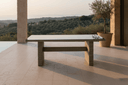 Garten Esstisch Valerio - 200x100 cm aus grauem Rattan mit Glasplatte