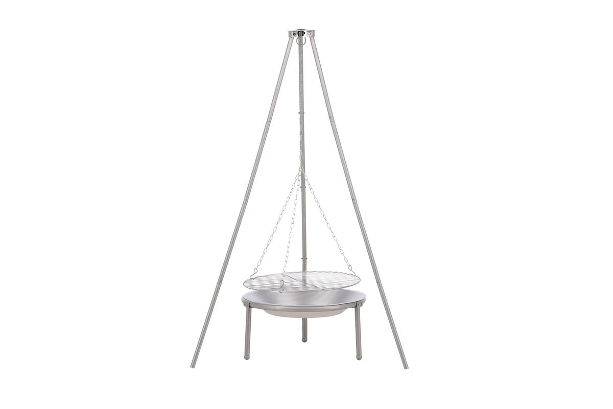 Garten Feuerschale mit Schwenkgrill Flamio - aus Stahl in Silber