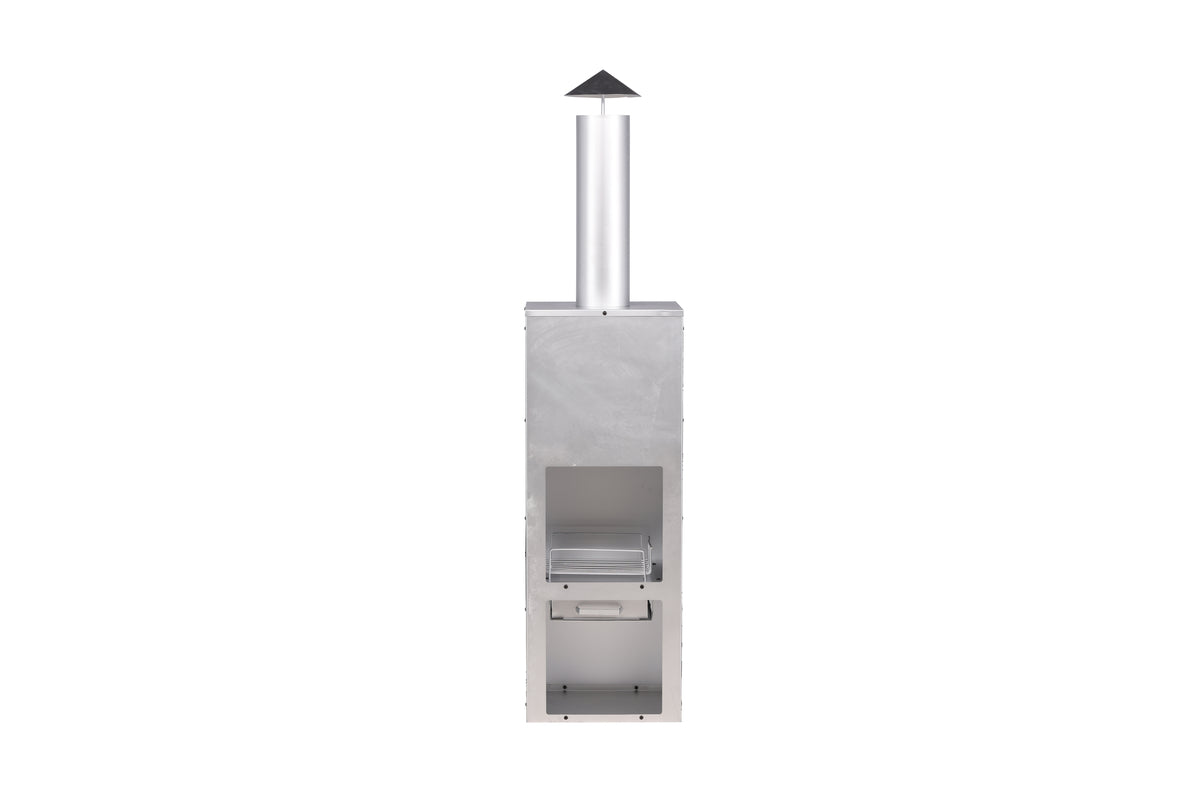 Garten Kamin Arne - aus Stahl mit Schornstein in Silber