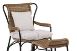 Garten- Loungesessel Asia - mit schwarzem Gestell und hellen Kissen