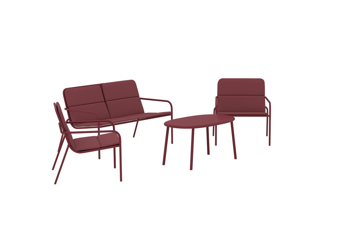 Garten Loungeset Abil – 4-teilig in Rot mit Sofa, Sesseln & Tisch