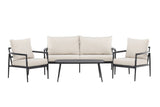 Garten Loungeset Bellano – 4-teiliges Outdoor-Set in Schwarz-Beige mit Aluminiumrahmen