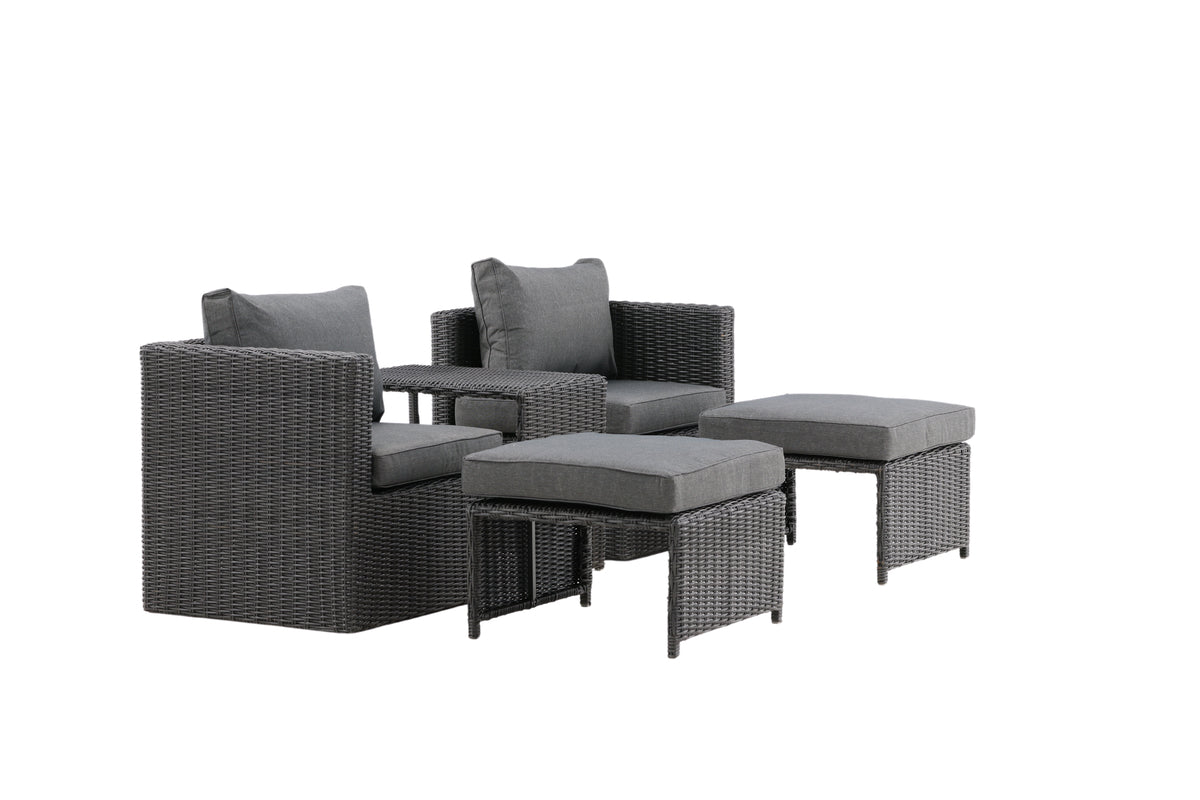 Garten Loungeset Dakar - aus schwarzem Kunstfaser-Rattan