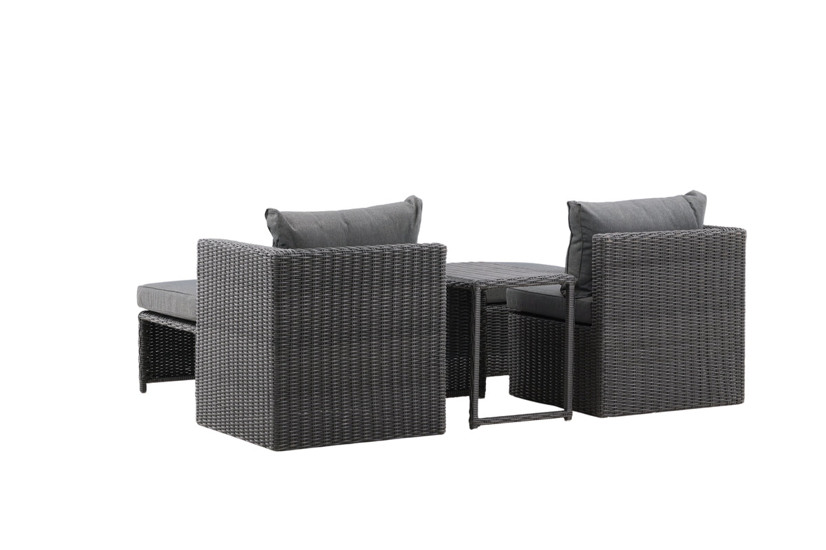 Garten Loungeset Dakar - aus schwarzem Kunstfaser-Rattan