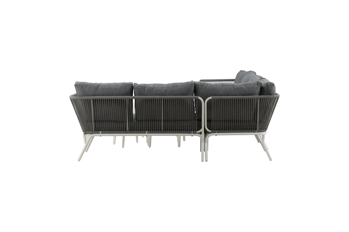 Garten Loungeset Lexy - aus weißem Stahl mit grauen Kissen