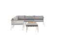 Garten Loungeset Luana – in Weiß & Schwarz mit Teak-Tisch & Polstern