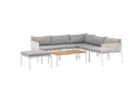 Garten Loungeset Luana – in Weiß & Schwarz mit Teak-Tisch & Polstern