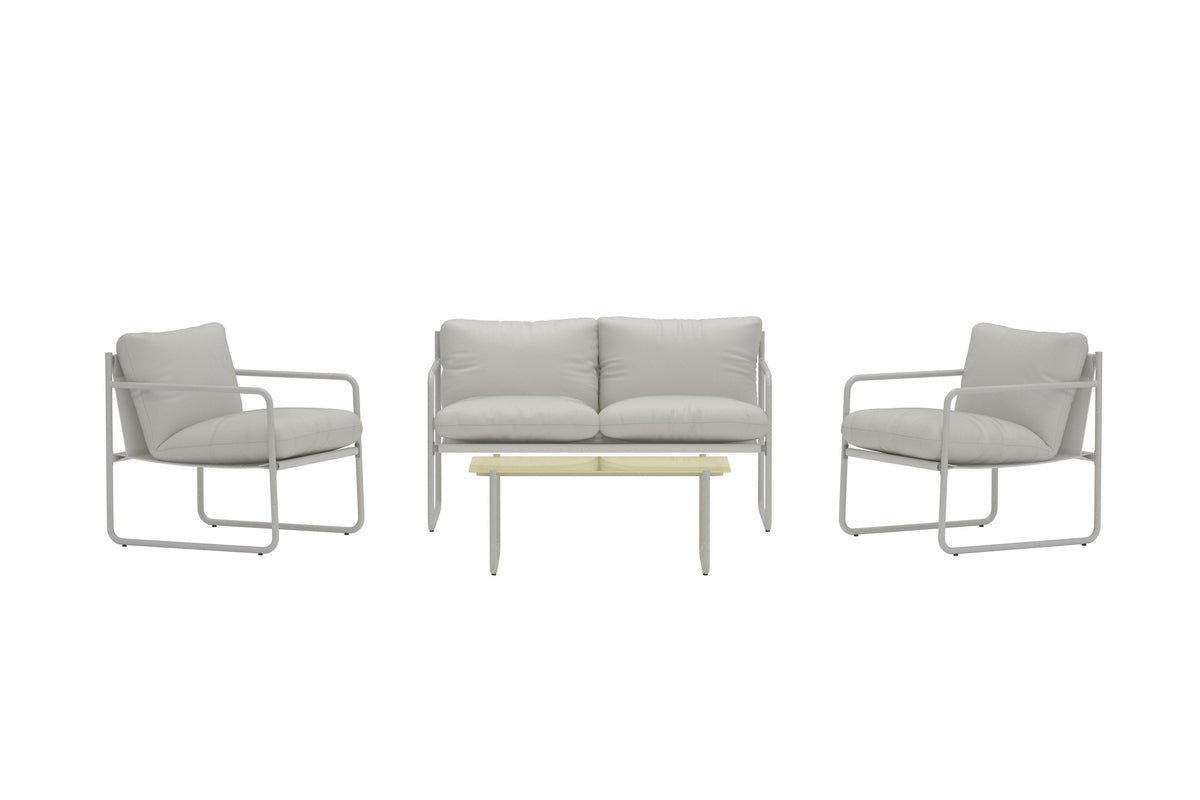 Garten Loungeset Marento – 4-teiliges Set mit grauem Stahlgestell