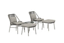 Garten Loungeset Mavero – 5 teiliges Set mit Stühlen und Hockern aus Stahl