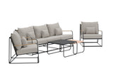 Garten Loungeset Nivo – 5-teiliges Set mit beigen Bouclé-Kissen