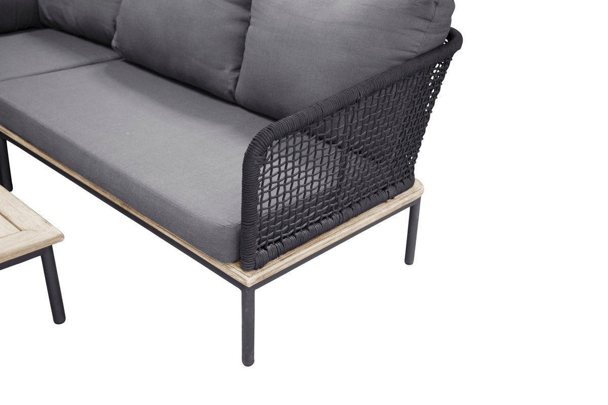 Garten Loungeset Olanda – mit Ecksofa & Couchtisch aus Akazienholz und Metall