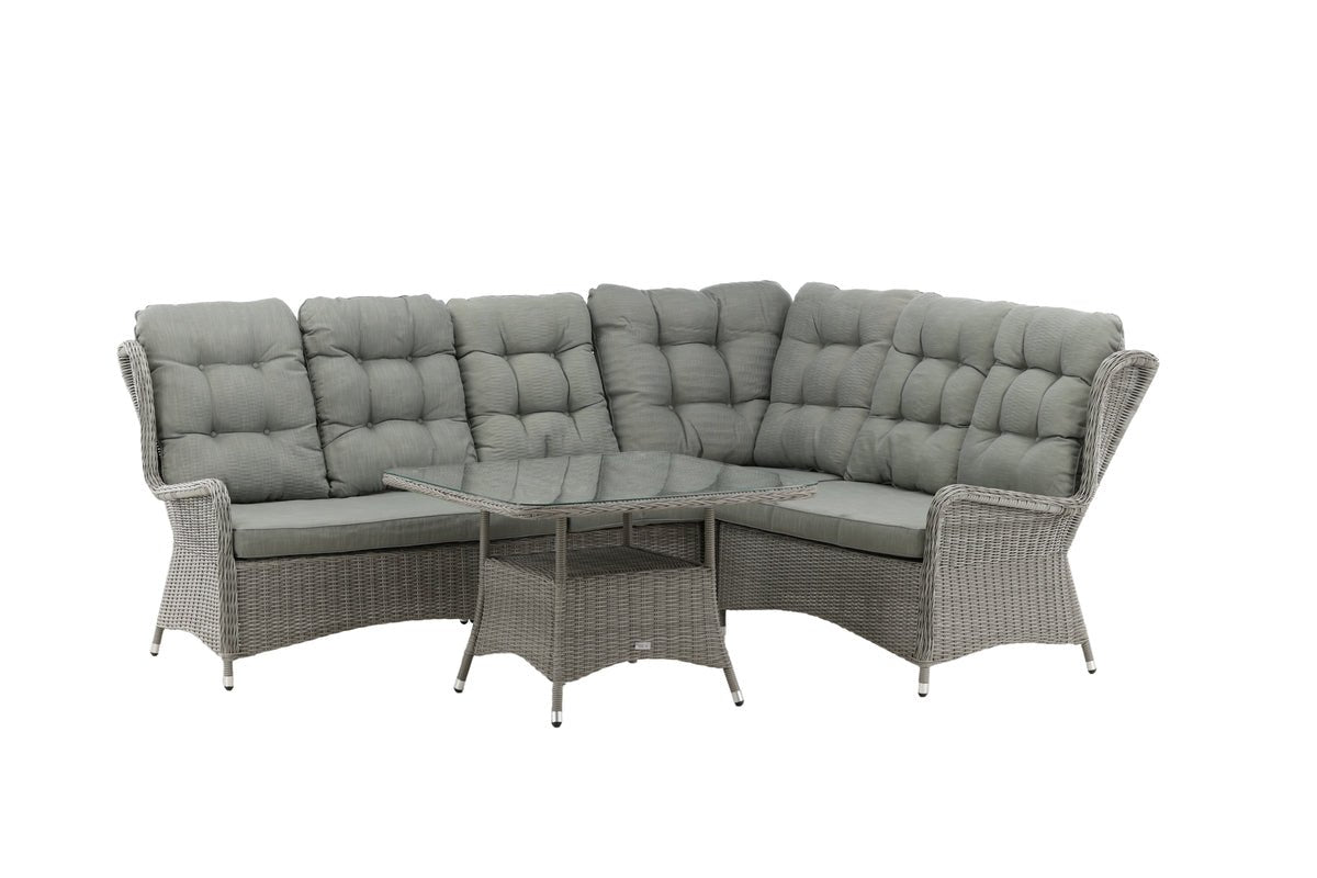 Garten Loungeset Samui – aus Aluminium & Polyrattan mit Glas-Couchtisch