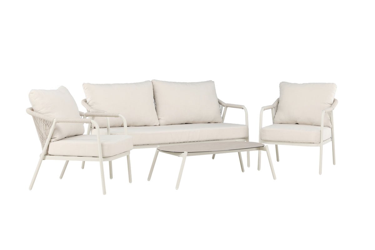 Garten Loungeset Sorento – 4-teiliges Outdoor-Sofa-Set in Beige mit Aluminiumrahmen