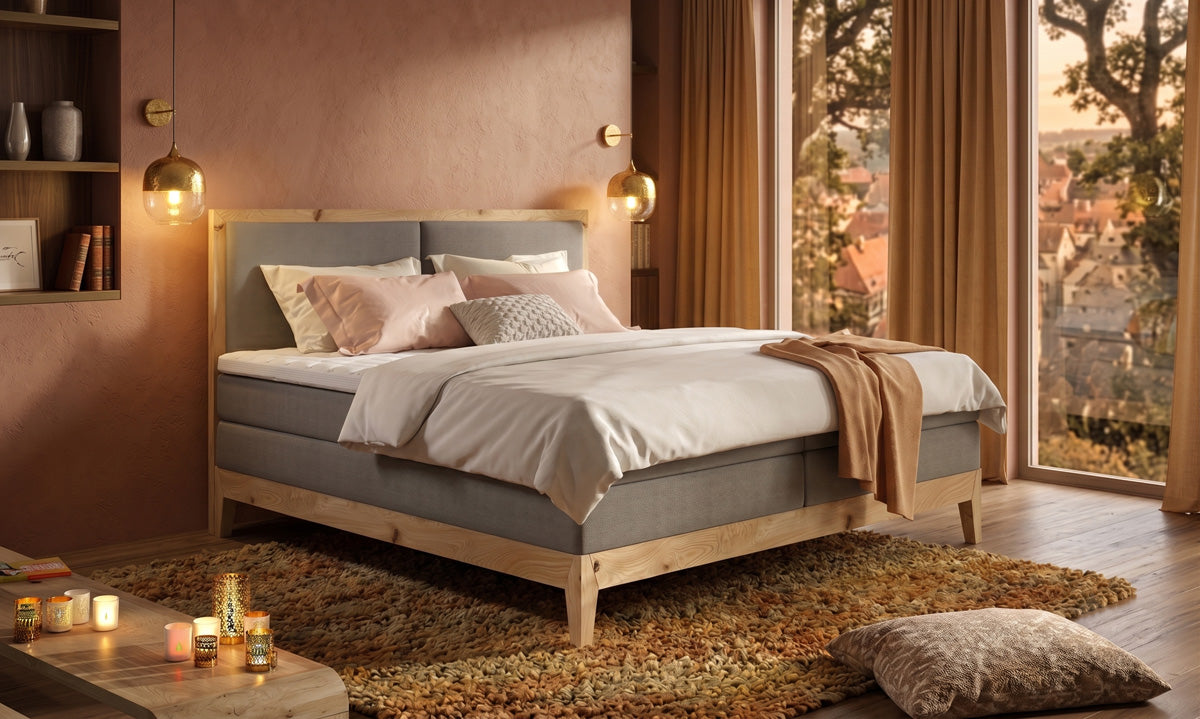 Designer Boxspringbett/Holzbett Ida aus massiver Eiche