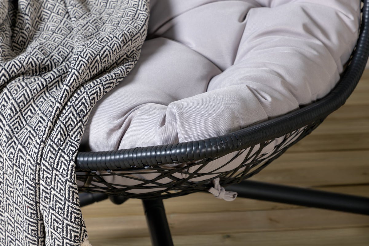 Hängesessel Brittany - aus Rattan/Metall in Schwarz, Grau