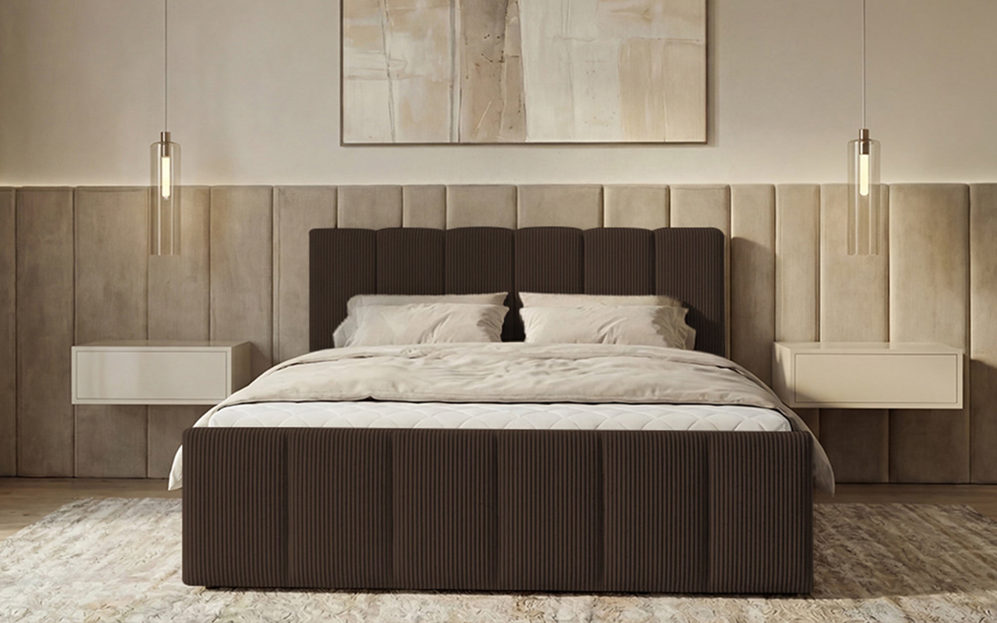 Boxspringbett Siena mit hochklappbarem Stauraum in Cord
