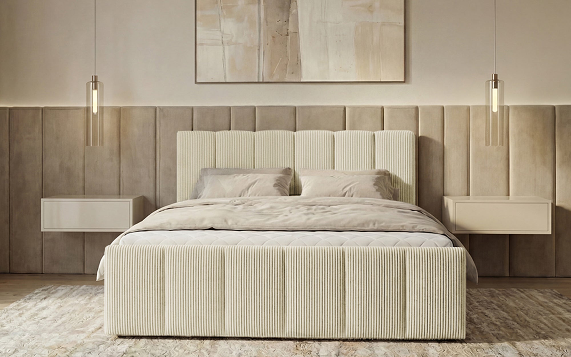 Boxspringbett Siena mit hochklappbarem Stauraum in Cord
