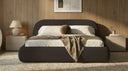 Designer Polsterbett Luma in Bouclé mit Stauraum