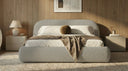Designer Polsterbett Luma in Bouclé mit Stauraum