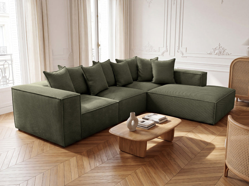 Designer Sofa Largo mit langer Ottomane in Cord
