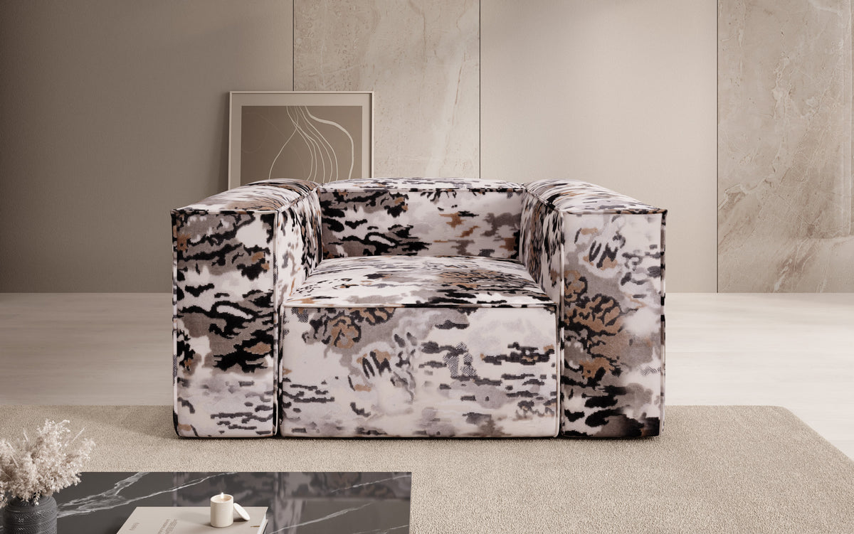 Designer Sofa-Sessel Lesley - Jacquard mit Aquarell-Muster