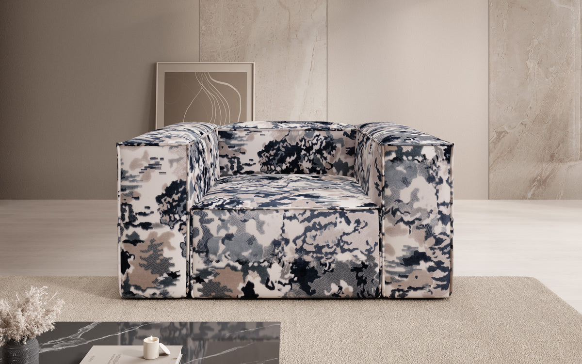Designer Sofa-Sessel Lesley - Jacquard mit Aquarell-Muster