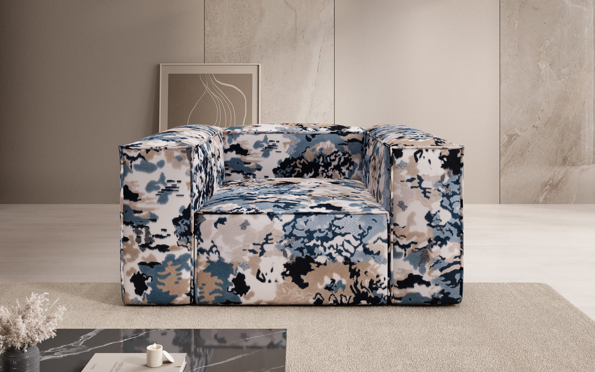 Designer Sofa-Sessel Lesley - Jacquard mit Aquarell-Muster