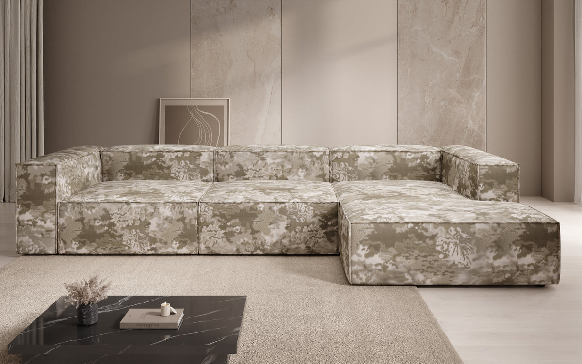 Designer Ecksofa Lesley - Jacquard mit Aquarell-Muster