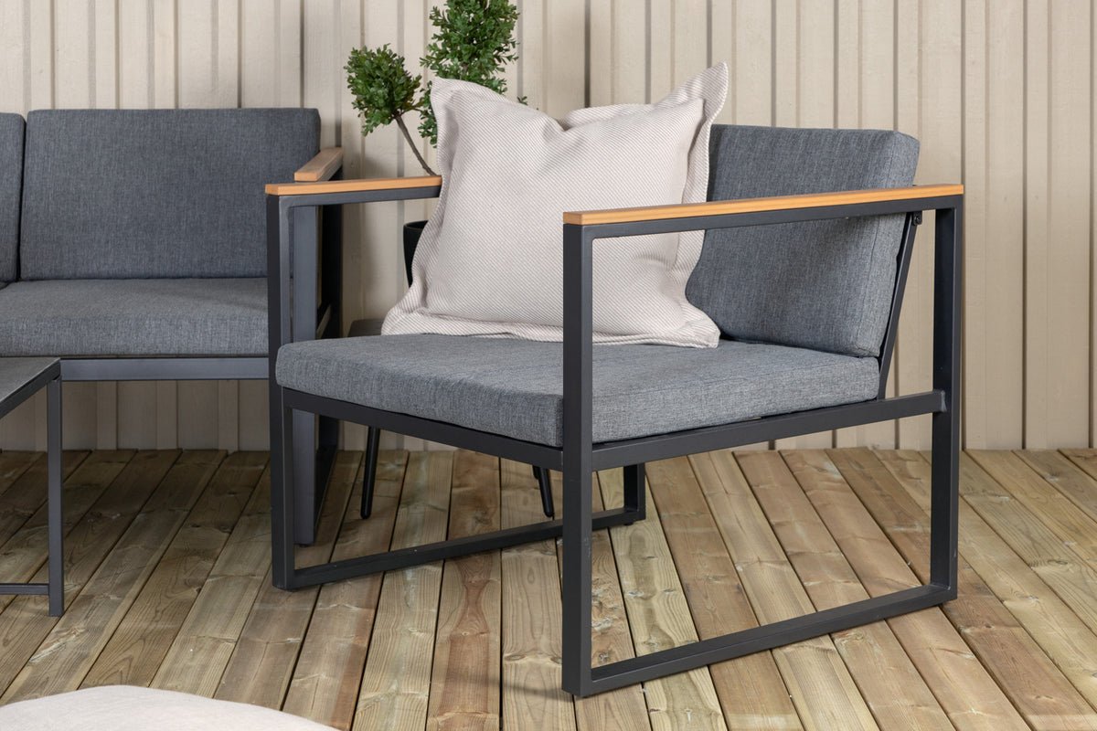 Loungeset Sunrise - aus schwarzem Stahl inkl. Glastischen