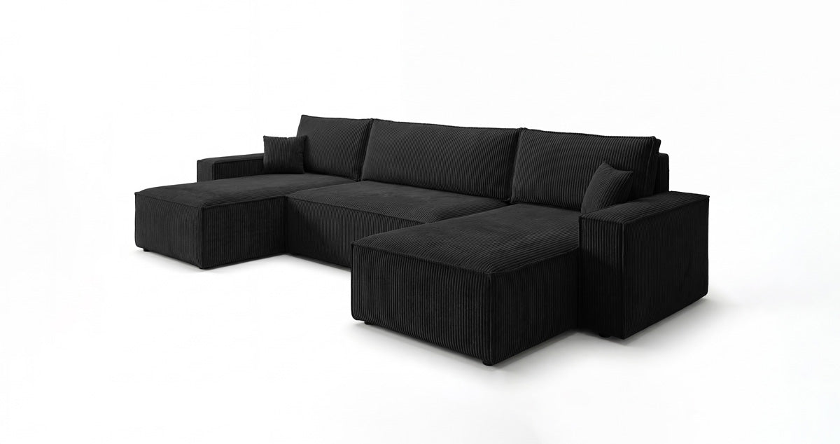 Designer Sofa Lunaro U Mini mit Schlaffunktion und Stauraum in Cord