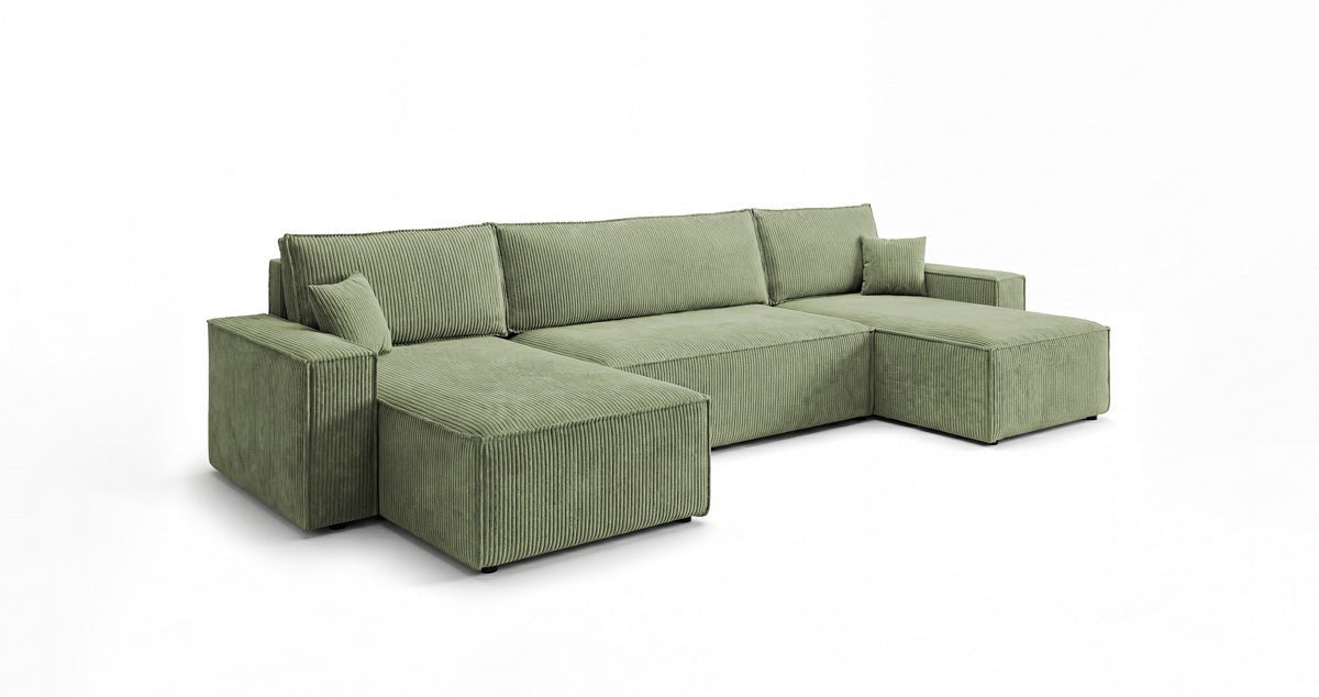 Designer Sofa Lunaro U Mini mit Schlaffunktion und Stauraum in Cord