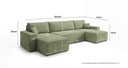 Designer Sofa Lunaro U Mini mit Schlaffunktion und Stauraum in Cord