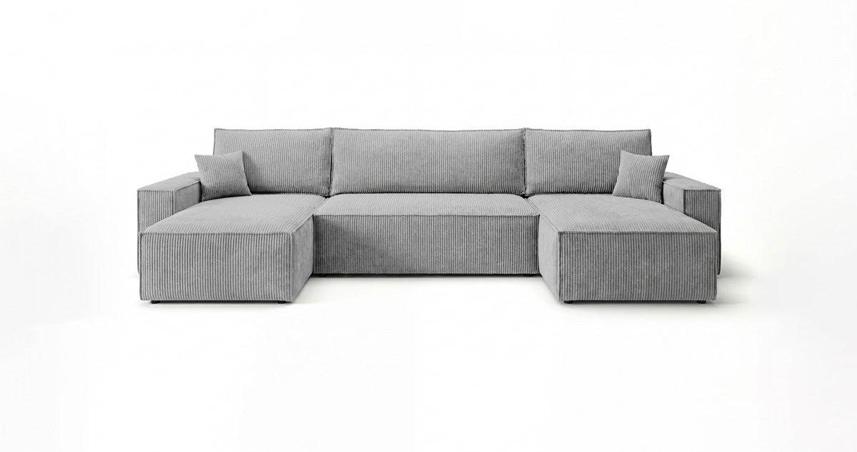 Designer Sofa Lunaro U Mini mit Schlaffunktion und Stauraum in Cord