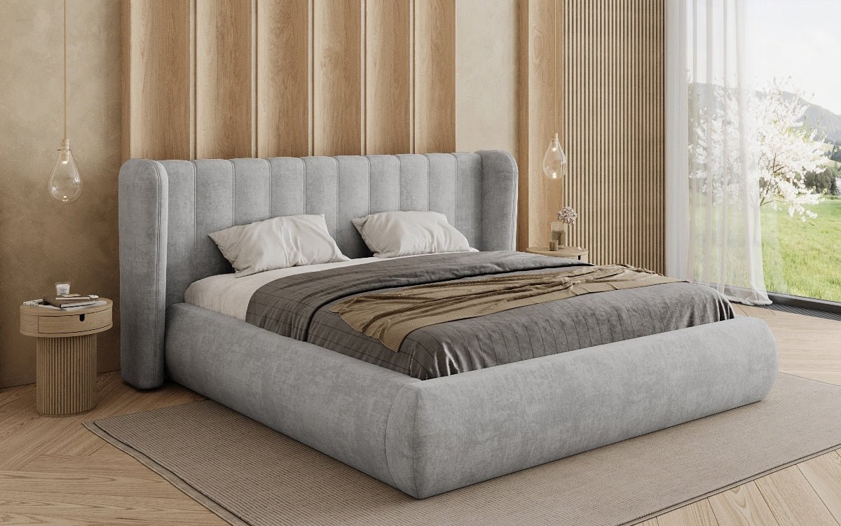 Designer Polsterbett Valentina Samt mit Stauraum