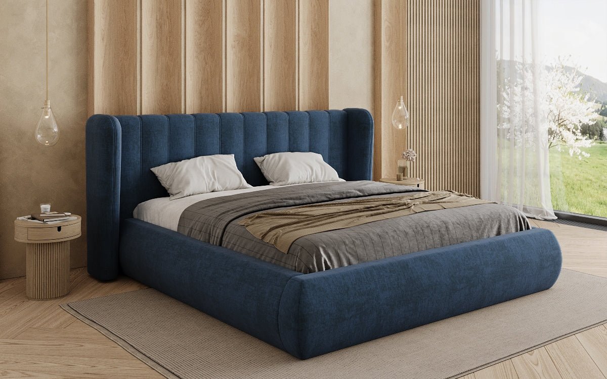 Designer Polsterbett Valentina Samt mit Stauraum