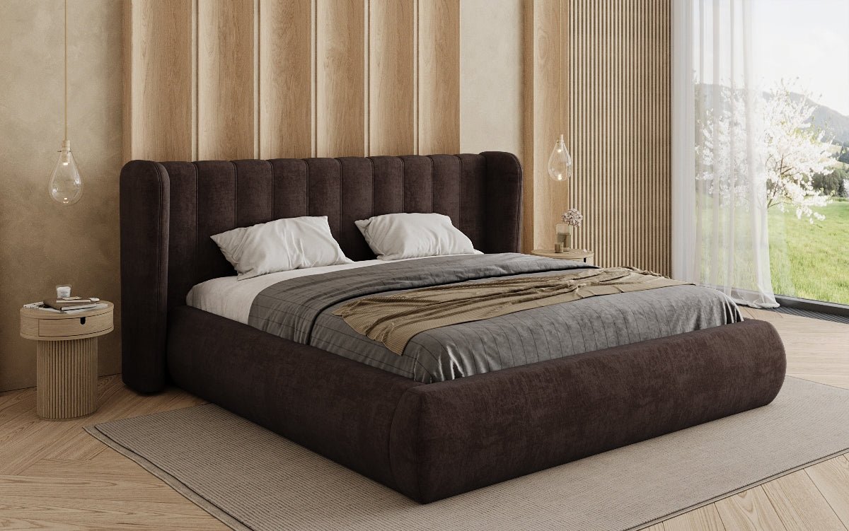 Designer Polsterbett Valentina Samt mit Stauraum