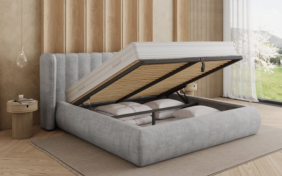 Designer Polsterbett Valentina Samt mit Stauraum