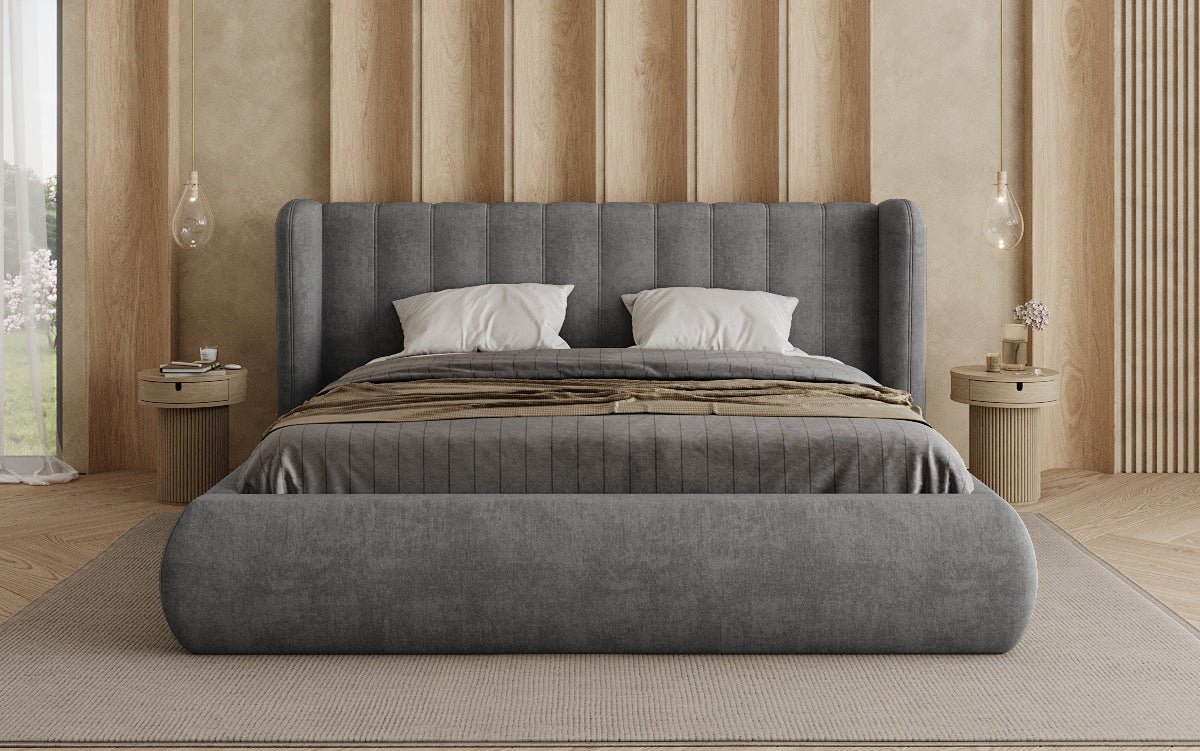 Designer Polsterbett Valentina Samt mit Stauraum