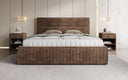 Designer Polsterbett Merry in Cord mit Stauraum