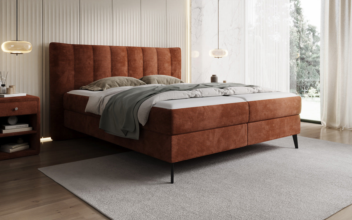 Boxspringbett Ines in Cord mit Stauraum