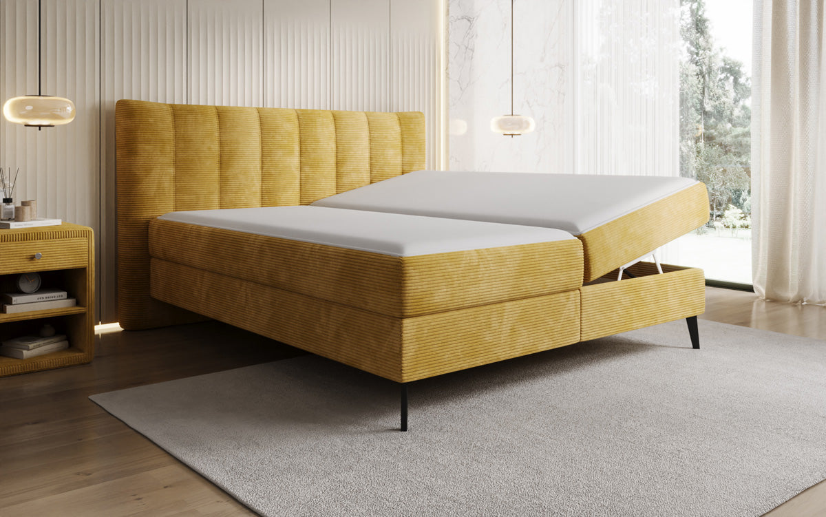 Boxspringbett Ines in Cord mit Stauraum